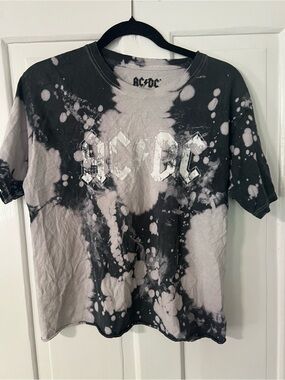 AC/DC Black and White Tie-Dye Short Sleeve Tee